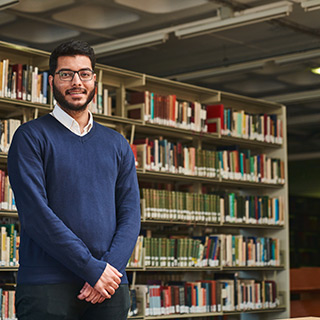 Ahmed in the library.