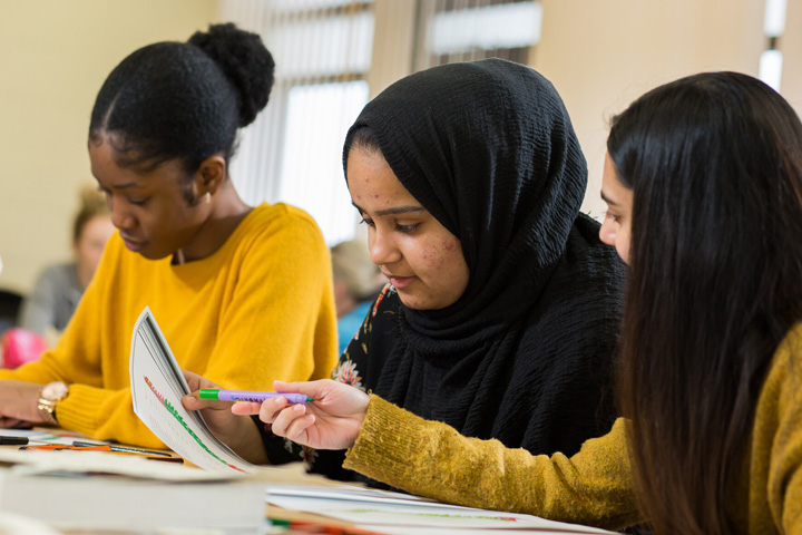 Students working in a seminar