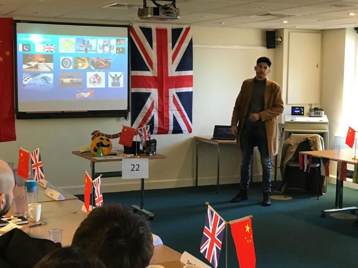 Alumnus Osman Ehtsham, 2020 BSc Accounting, Finance and Economics delivering a keynote session to global stakeholders at a confernece.