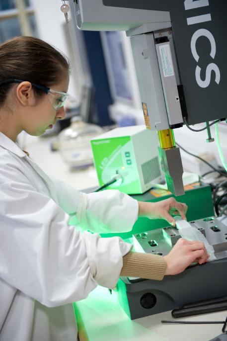 Student using laboratory equipment