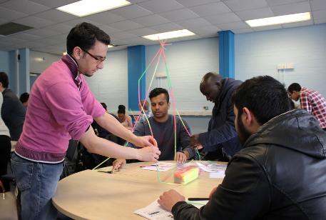 Students involved in a mock assessment centre