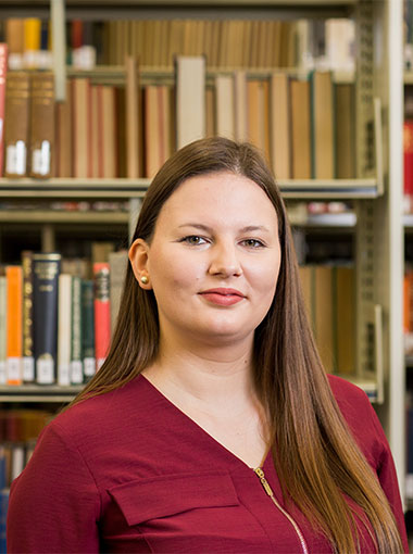 A research student in the library.