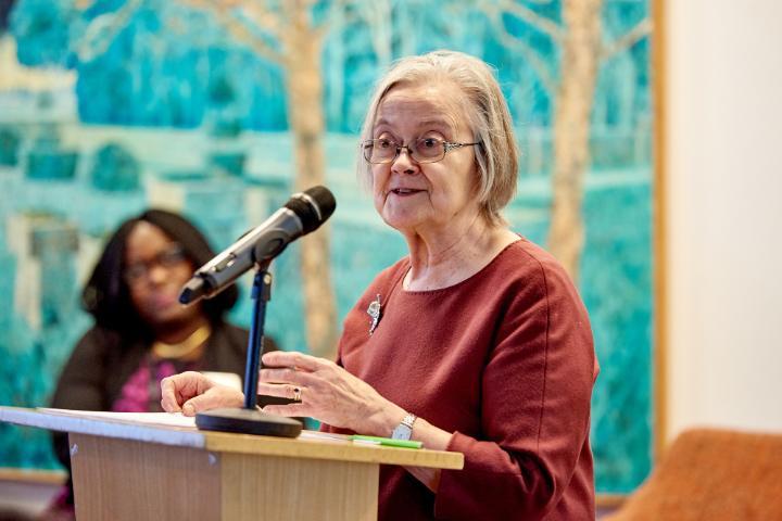 Lady Hale speaking at the opening of the Lady Hale mock law court