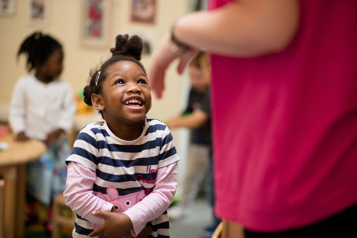 A child having fun in the University of Bradford Nursery