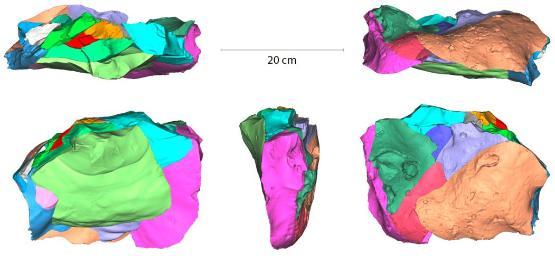 10.	3D scanned and virtually refitted flakes from Refit Group 49. Produced as part of the AHRC funded Fragmented Heritage project. (Copyright Dr Adrian Evans, University of Bradford)