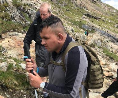 Hassan Hayat, who is blind, pictured taking part in a hill climb