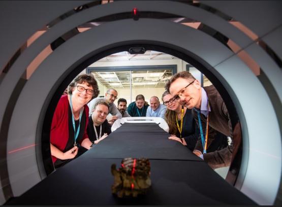 Team from Archaeological sciences and FujiFilm at the installation of the new NewTom Cone Beam CT scanner