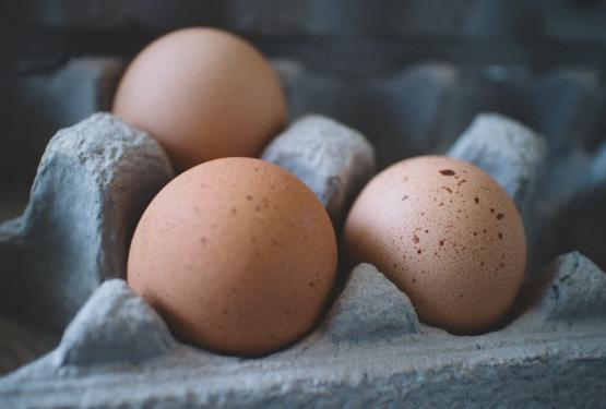 Three eggs in a box