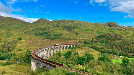 A train crossing a viaduct