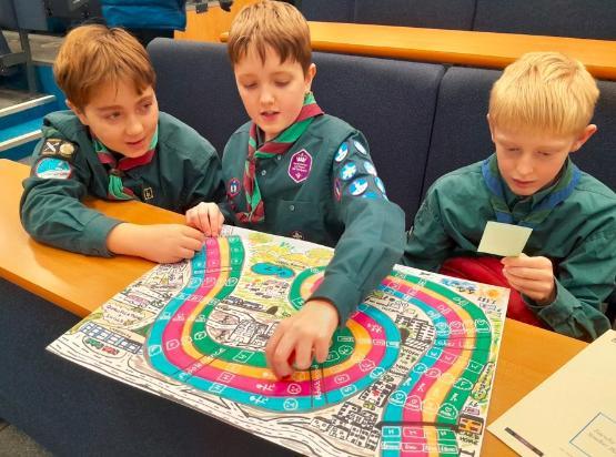 West Yorkshire Scouts playing a board game