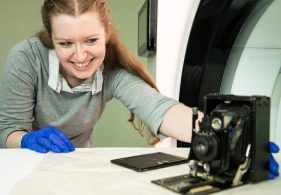 Eleanor Durrant from the National Science and Media Museum with a camera