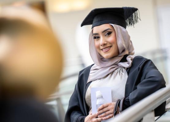 Student looking at camera