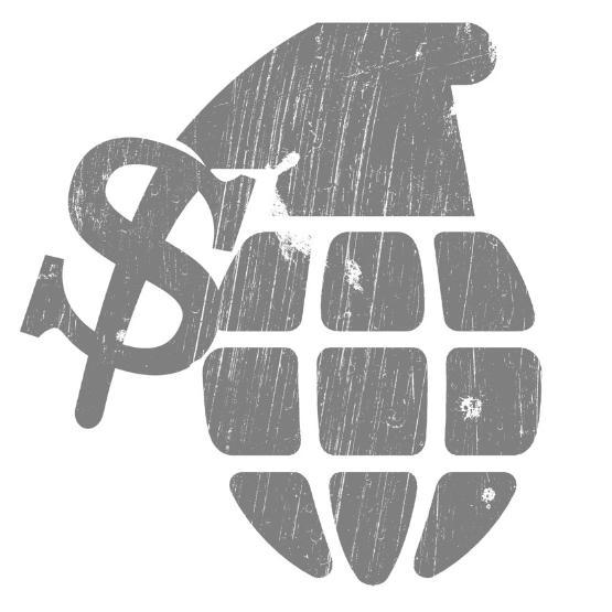 Illustration showing a grenade with a dollar sign on the trigger pin