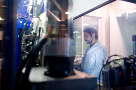 photo of man in automotive engineering lab University of Bradford