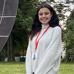 University of Bradford Erasmus Exchange student stood with campus in background