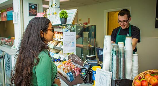 University of Bradford Student Zareen Khan at a coffe shop on the campus