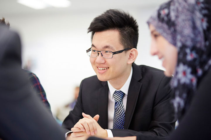 Student wearing a suit