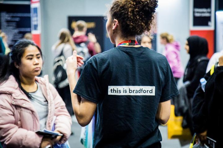 A University of Bradford representative at an event