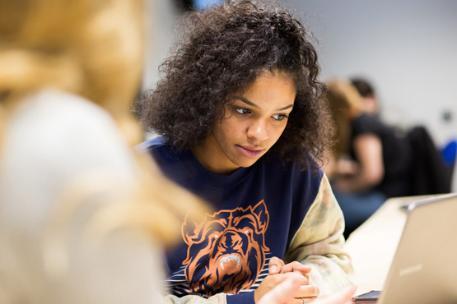 A student concentrating