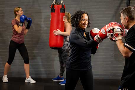 Class training in boxing academy