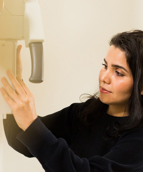 Student using Radiography equipment